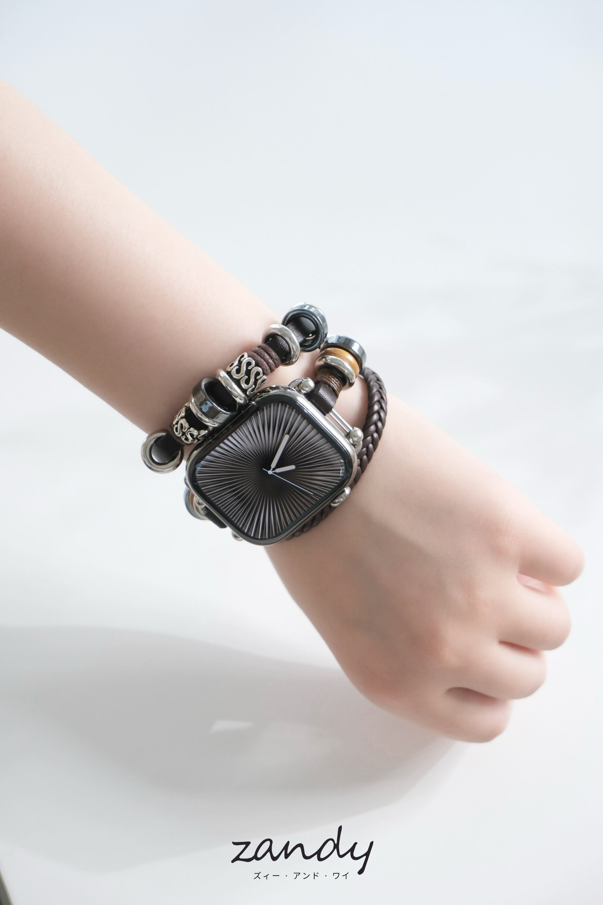 リーフレザーブレスバンド】B067 アップルウォッチバンド 革