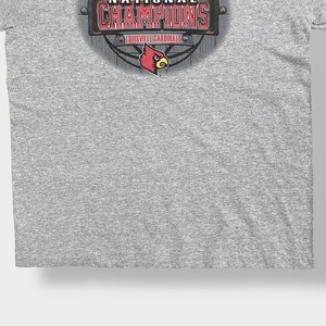 【Knight Apparel】カレッジ ルイビル大学 カージナルス NCAA  ロゴ プリント Tシャツ バスケットボール バスケ Louisville Cardinals X-LARGE グレー US古着