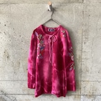 Pink floral embroidered knit