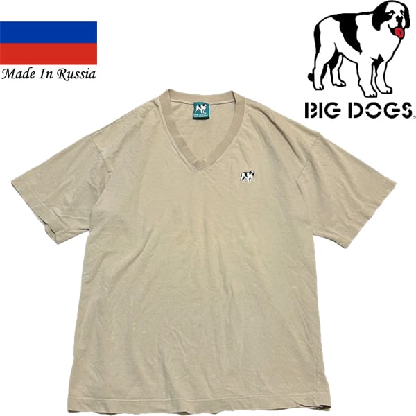 1点物◇ロシア製BIG DOGSビッグドッグVネックTシャツ古着LメンズXXL