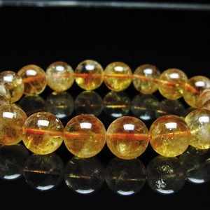 シトリン ブレスレット 虹入り 12mm シトリンクォーツ ブレス メール便可 一点物 111-50379