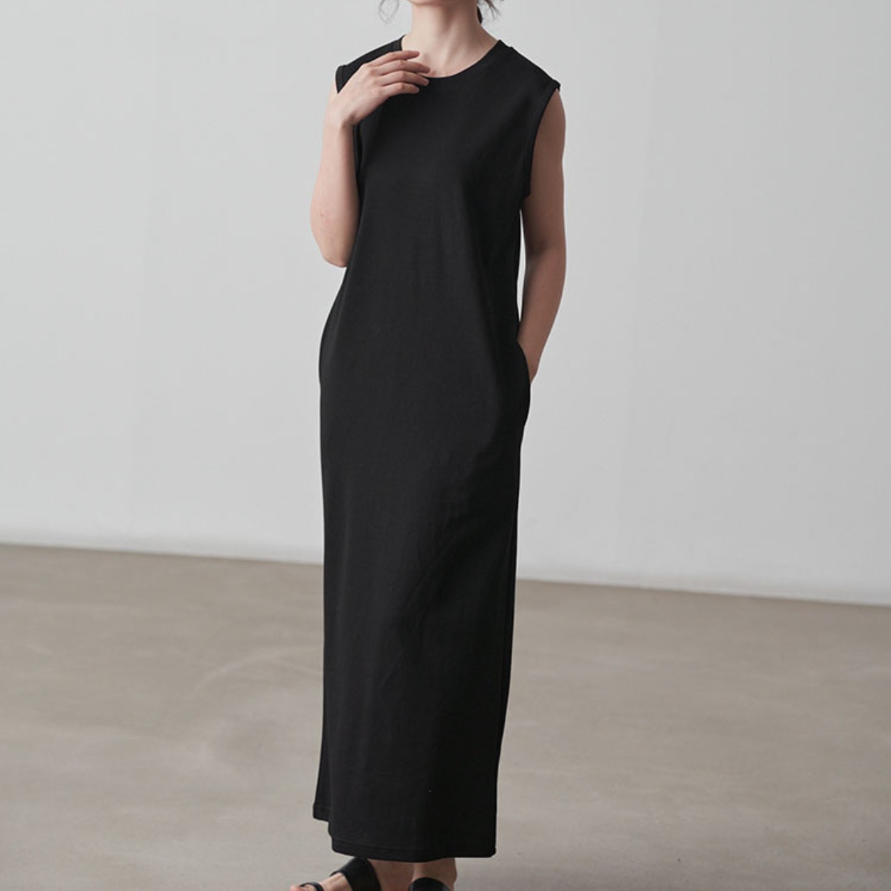 Cotton Long Sleeveless A-Line Dress  T5075