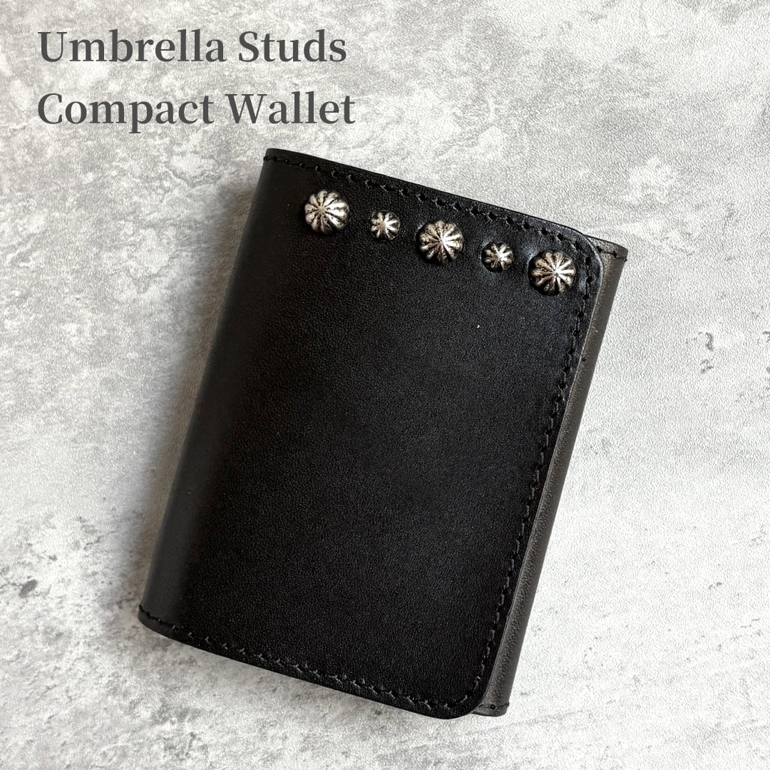 栃木レザー スタッズ コンパクト財布 5色展開 日本製 Made in Japan