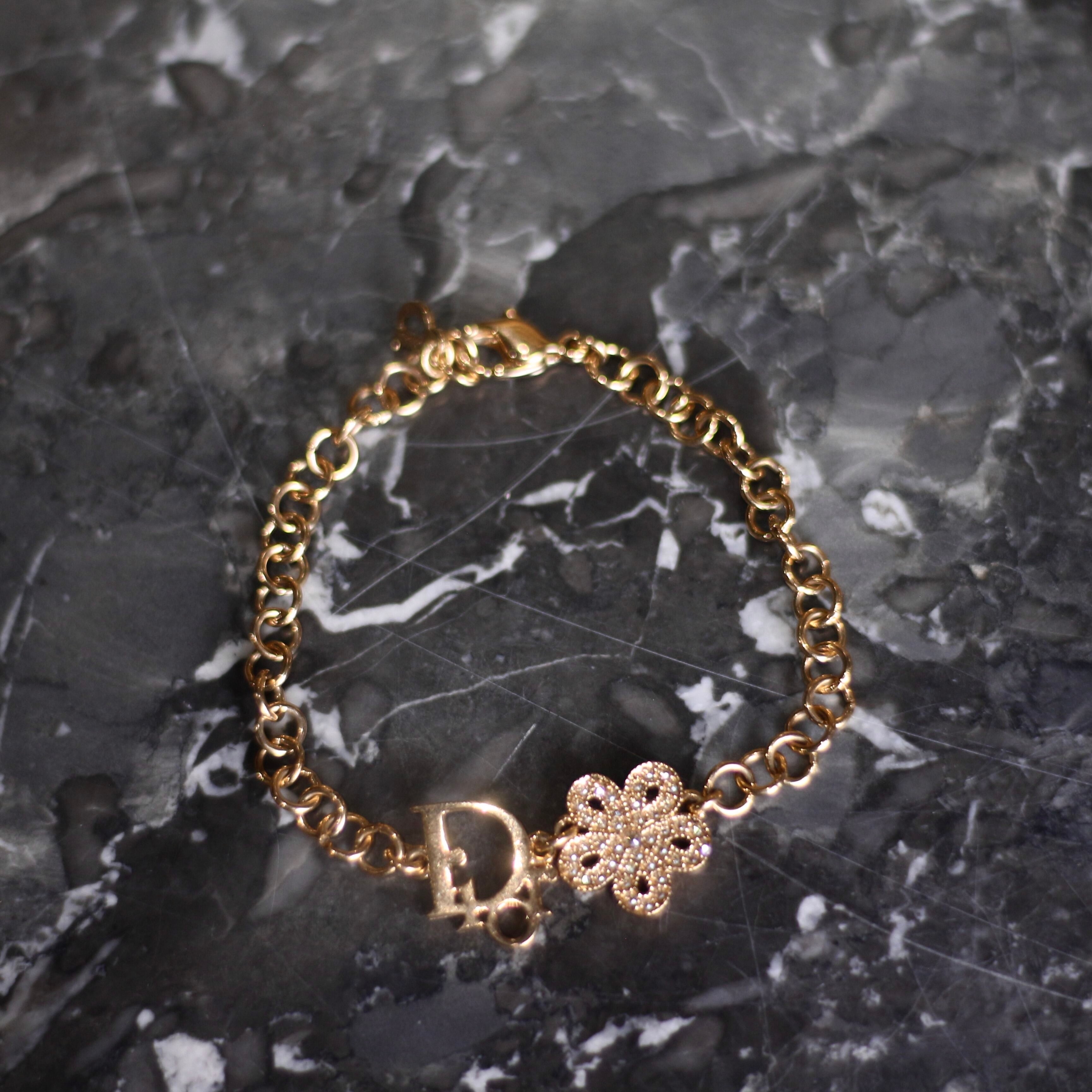 Christian Dior LOGO FLOWER DESIGN CHAIN BRACELET/クリスチャン