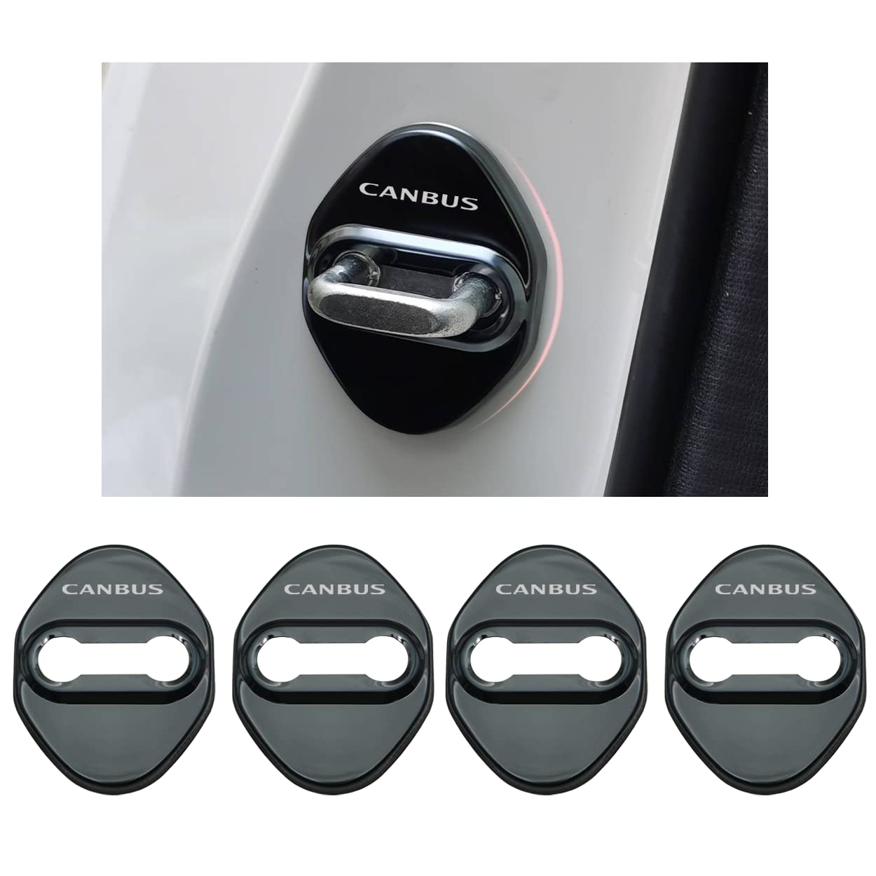 Haoshilianfa ダイハツに適用 新型ムーヴキャンバス(MOVE CANBUS) LA850S LA860S LA850系(2022年7月~) に適合 ドアストライカーカバー専用 ドアロックカバー ステンレスカバー 簡単取り付け メタリック 4個セット