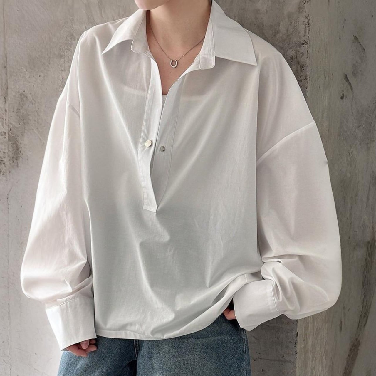 スナップボタンスキッパーボリュームシャツ A02048