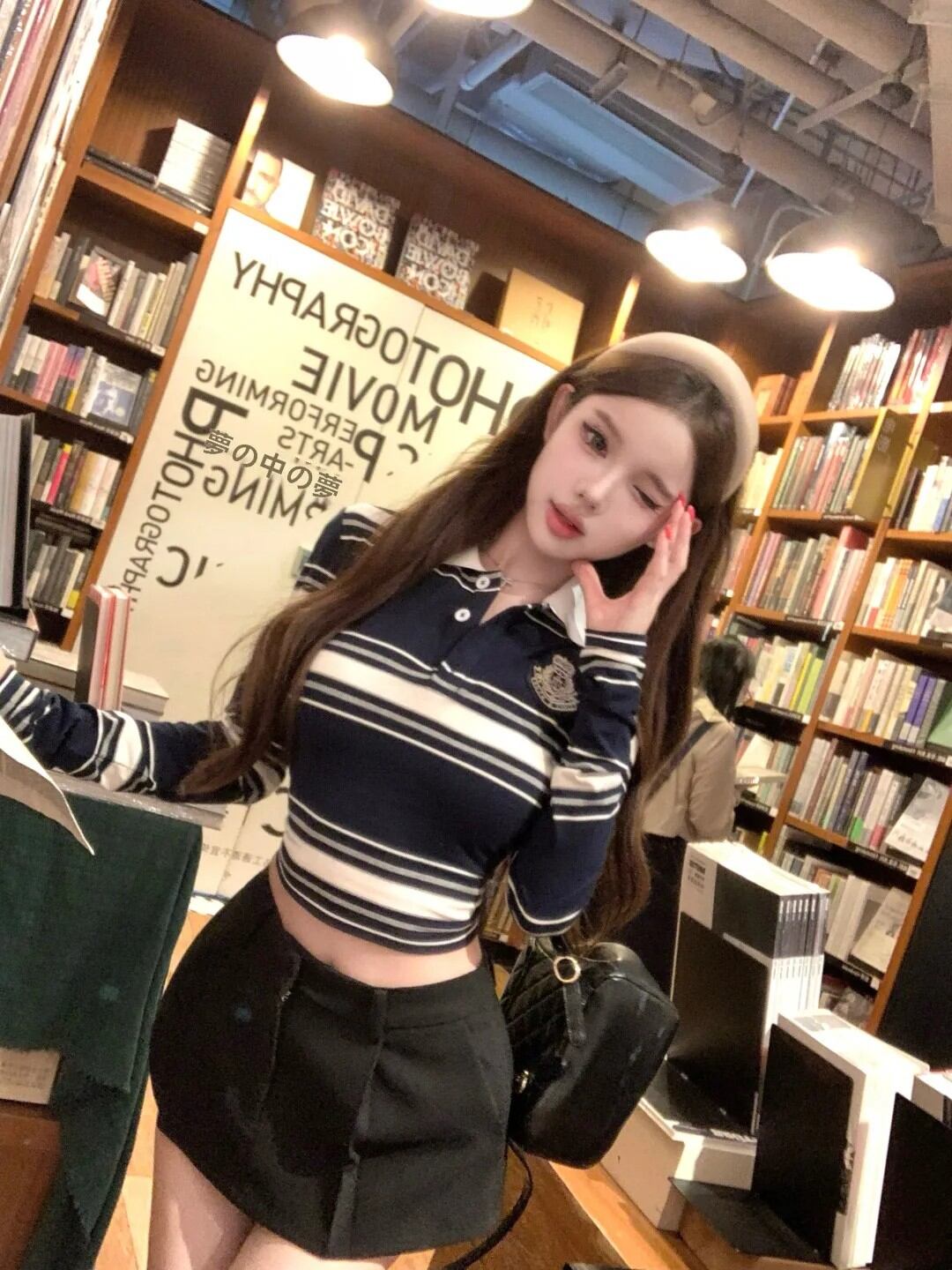 海軍風長袖ストライプTシャツ レディース 秋冬 Pure Desire Spicy Girl ベースレイヤーシャツ インナーポロシャツ