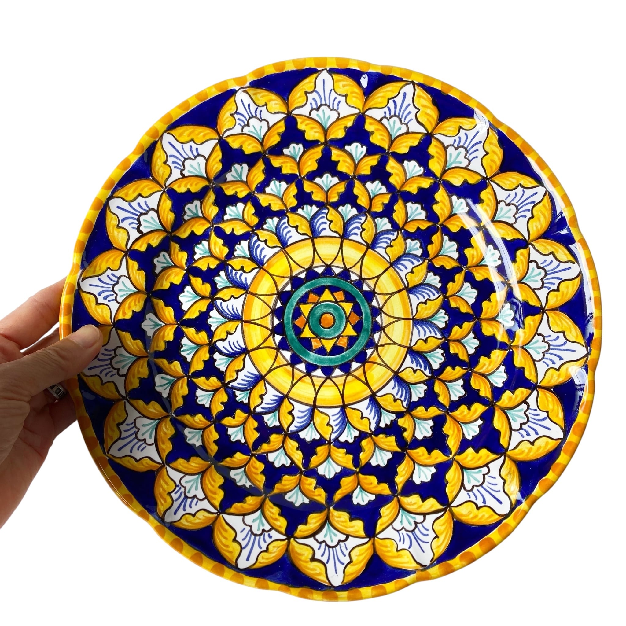 絵皿 26cm GEO048 マヨリカ焼き イタリア陶器 幾何学模様 | イタリア