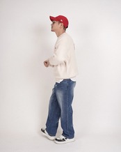 【#Re:room】CACTUS HEART APPLIQUE MALL KNIT［REK164］