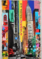 New York Dreamin'｜抽象×カラフルで描くニューヨークアートポスター｜タイムズスクエアを大胆に表現｜都会的でスタイリッシュな空間に｜A4ポスター