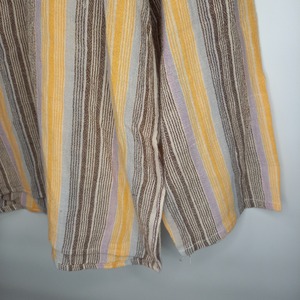 バンドカラー　チロリアンシャツ　プルオーバー　長袖　インド綿　ストライプ