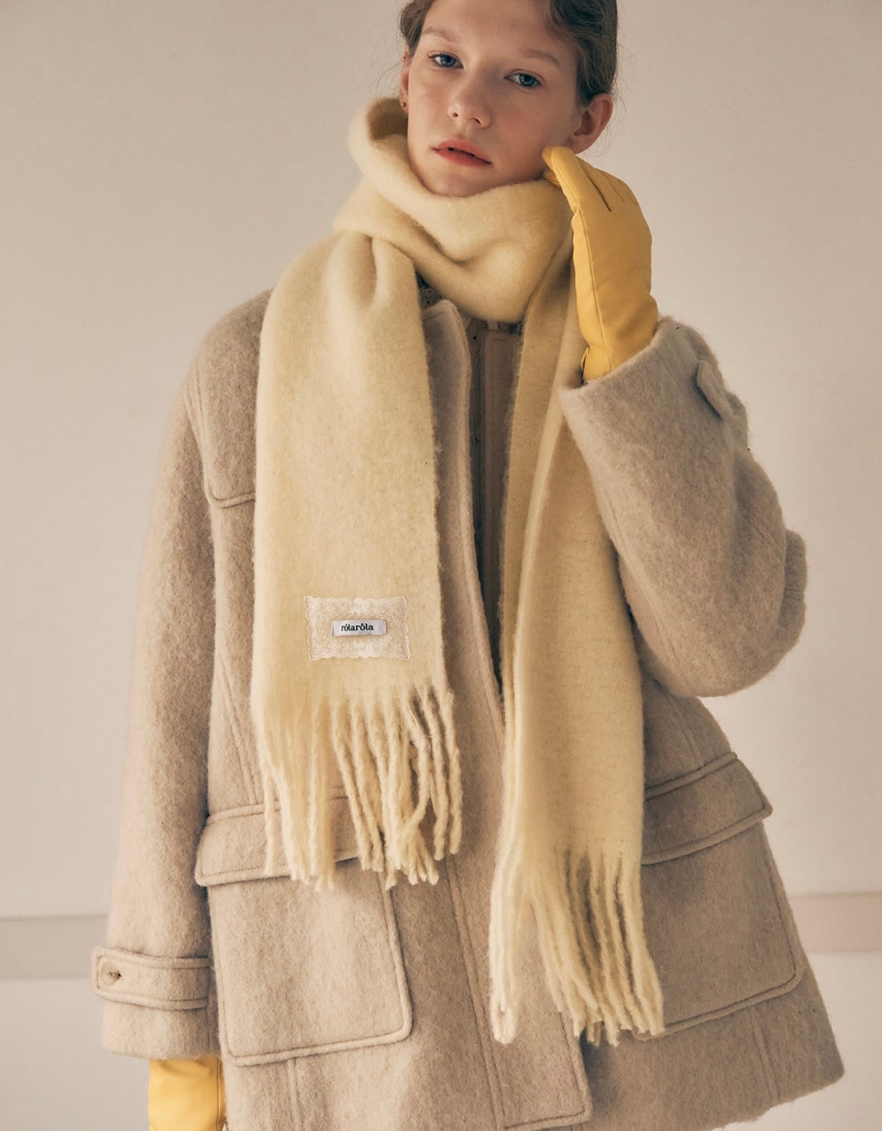 ROLAROLA] HAIRY DUFFLE HALF COAT BEIGE 正規品 韓国ブランド 韓国