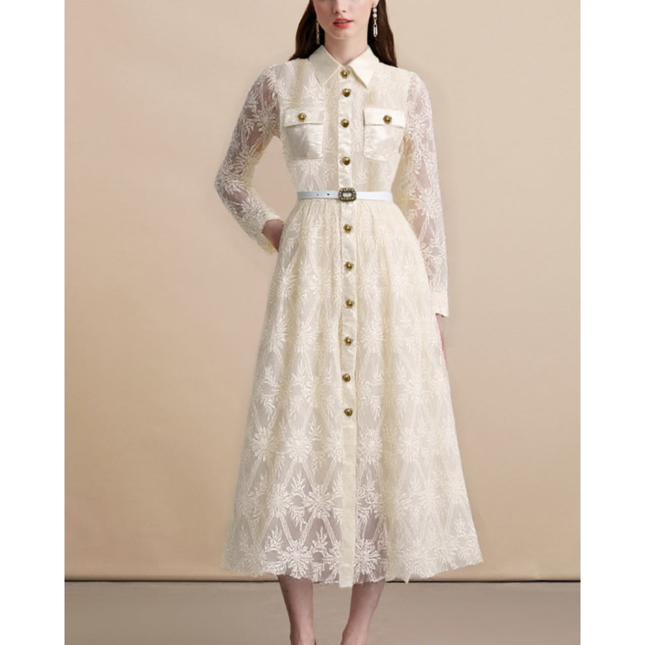 ブランシュエンブロイダリーシャツワンピース L2053
