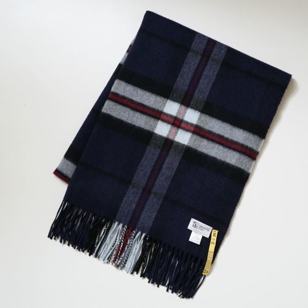 ジョンストンズ Johnsotns カシミヤ大判ストール ネイビー | 中古