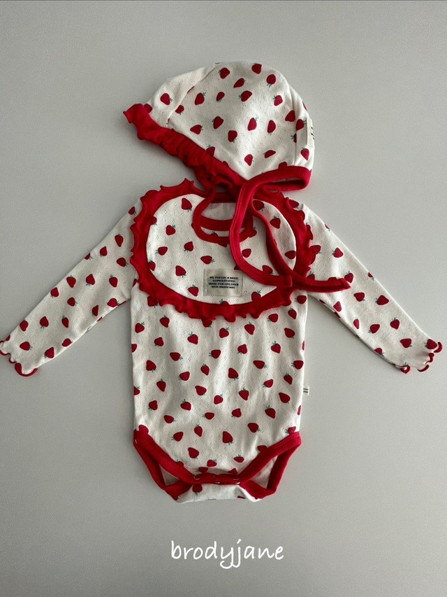 【取寄】brodyjane｜ eyelet strawberry bodysuit｜アイレットストロベリーボディスーツ｜one｜3-12m