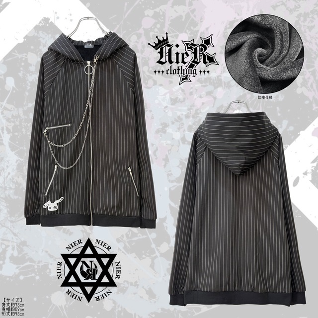 裏起毛RING ZIP PINSTRIPE CHAIN OUTER【NIER FACE】