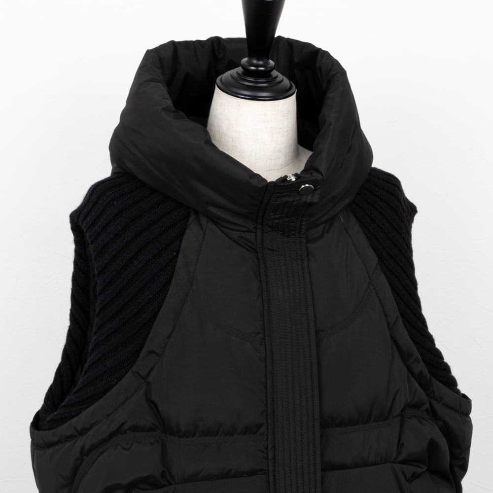 PASSIONE／パシオーネ】ショルダーリブフードダウンベスト（ブラック