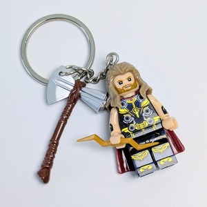 ★ブロックフィギュアキーホルダー★【 The Mighty Thor マイティ・ソー 】アベンジャーズ / MARVEL〚アメリカン雑貨 アメトイ〛