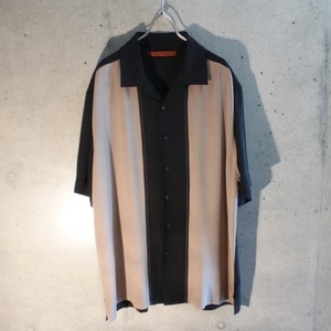 Silk Open Collar 2Tone Shirt