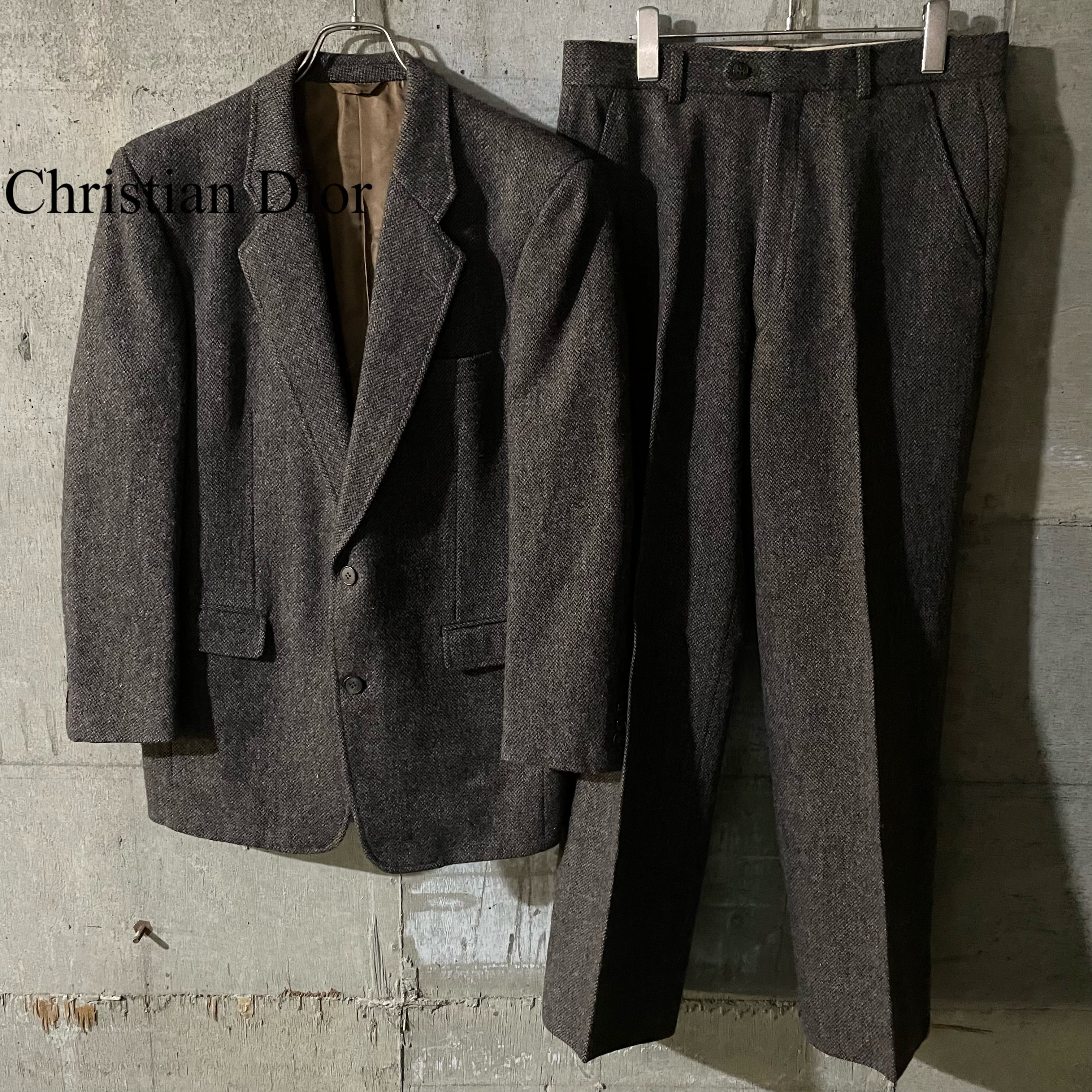 Christian Dior〗tweed wool single setup suit/クリスチャン  