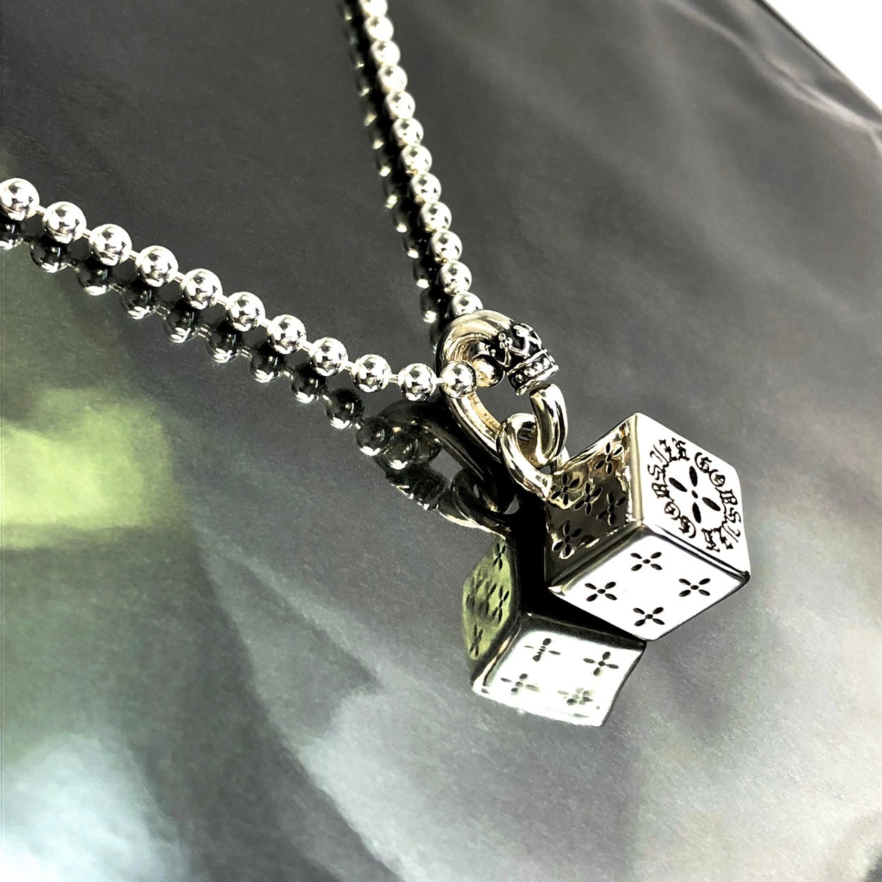 DICE : CROSS BALL CHAIN NECKLACE / クロスダイスボールチェーンネックレス