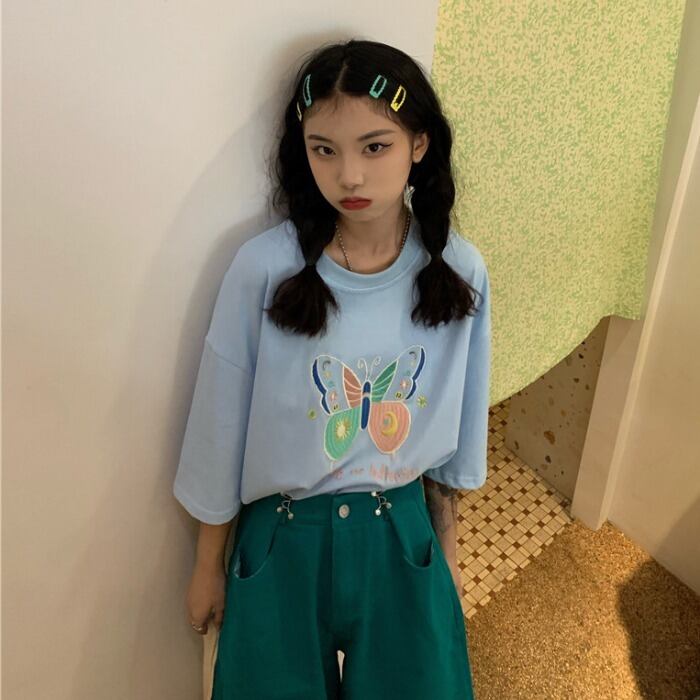 サマースタンダードラウンドネックTシャツ スタイルカジュアルプリント レトロ 夏物 Oネック ケッペル54641890633