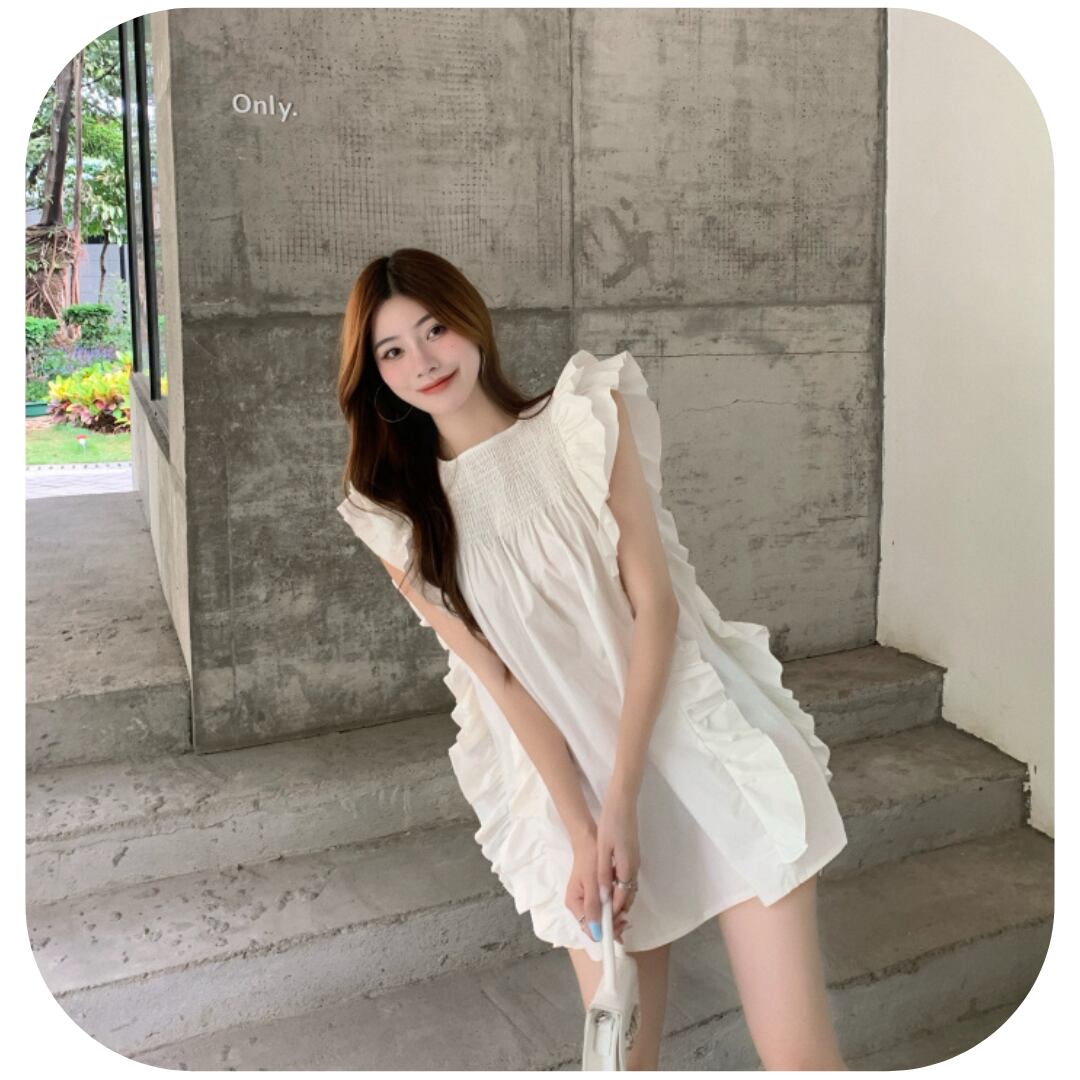 オフホワイト ショートワンピース 4 3 50 Bellmoda