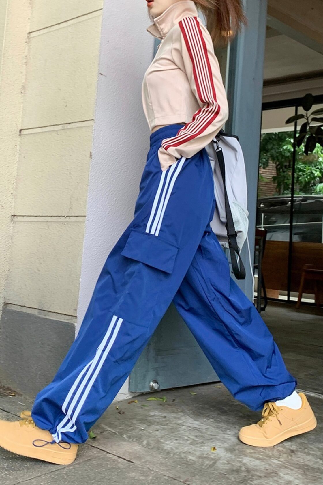 ストリートデザインセンスコントラストカラーホワイトエッジストレート 