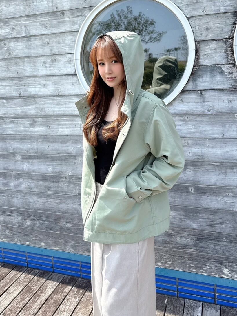 【関税込】 ロゴ コットン フード - ブルー ミドル丈フーディーブルゾン【撥水加工】 ¥6,800+tax | mocoa's inc