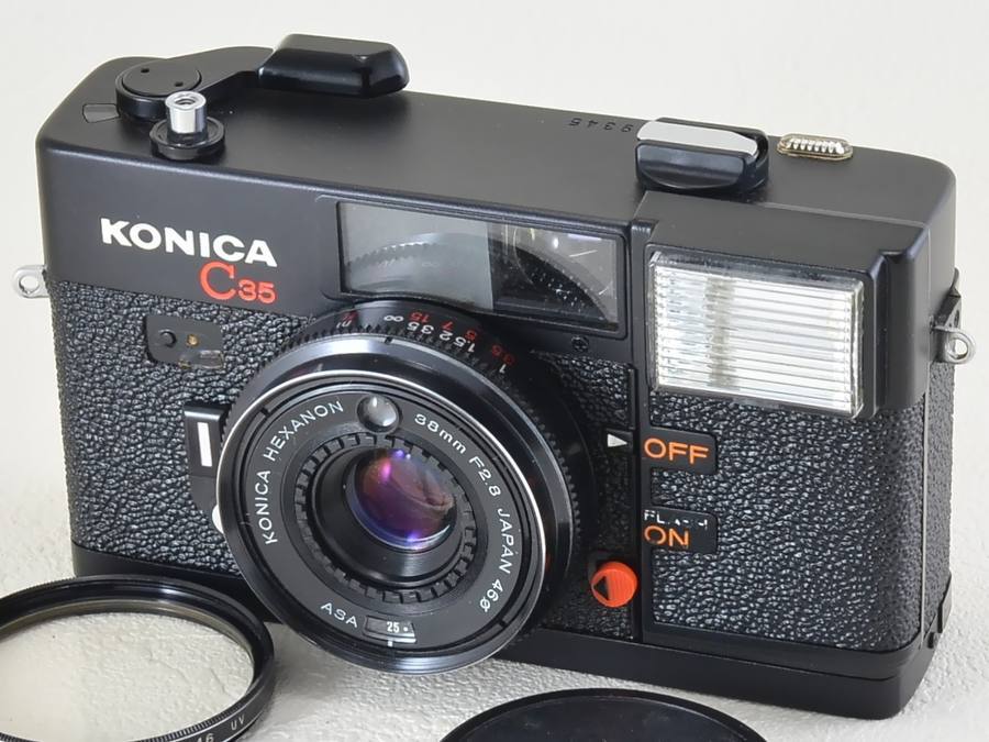 Konica C35 EF / HEXANON 38mm F2.8 純正ケース付 コニカ（20801 