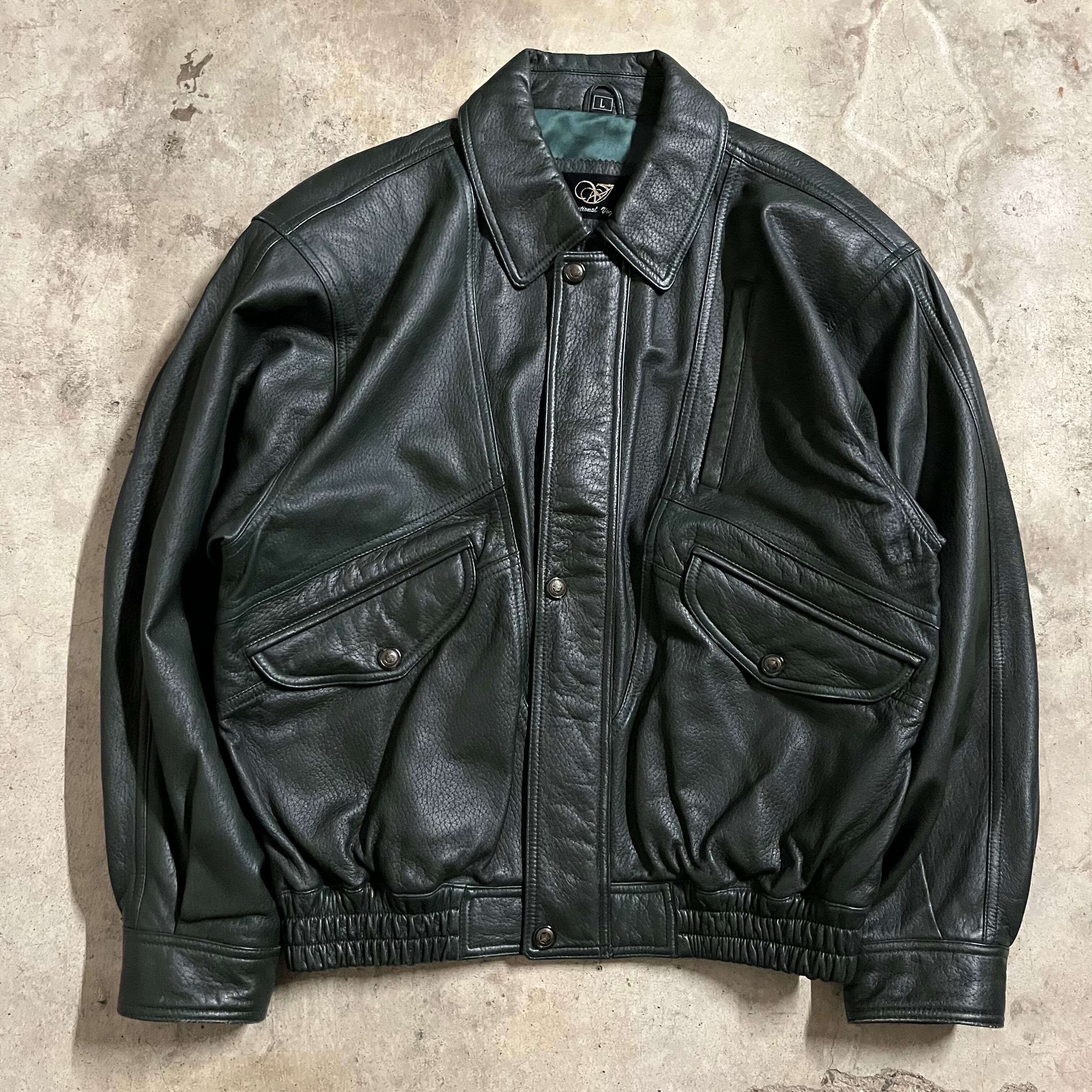 vintage〗lamb skin short leather blouson jacket/ラムスキン 短丈