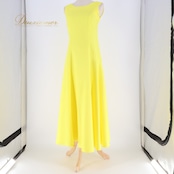 社交ダンス 衣装 スタンダード ワンピース ドレス ワンピース イエロー系 ワンカラー 無地 フロート ノースリーブ パーティードレス かわいい きれい 華やか 鮮やか 明るい シンプル 黄 レッスン 練習 明るい印象 ドレススタイル おしゃれ パーティー用