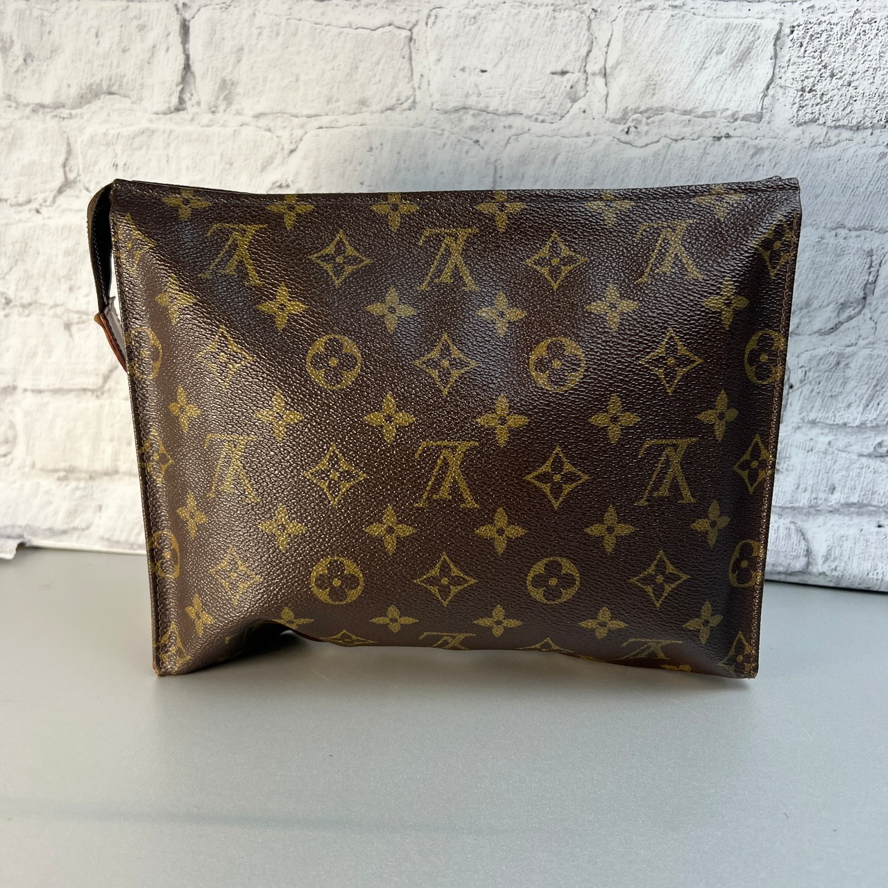 LOUIS VUITTON ルイヴィトン モノグラム LV   レザー ハンドバッグ ブラウン A-12098