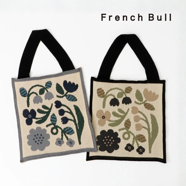 フレンチブル ニットショルダーバッグ スウィングバッグ バッグ ショルダーバッグ レディース トートバッグ 日本製 国産 マチなし おしゃれ かわいい 花柄 レトロ 綿 プレゼント ギフト グレー ブラック French Bull 33-25254 Fr023