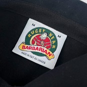 90s カナダ製 BARBARIAN バーバリアン 七分袖 ラガーシャツ ポロシャツ M/ブラック メンズ