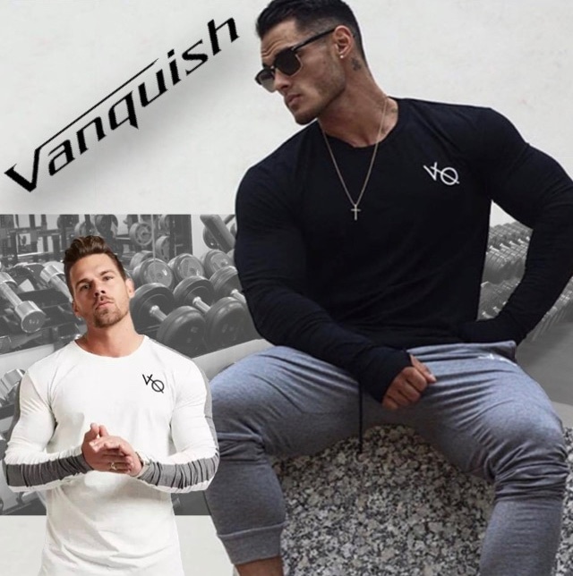 【VANQUISH】ロング Tシャツ/筋トレ/スポーツ/ウェア/メンズ/GYM/VQ/ボディビル/トレーニング