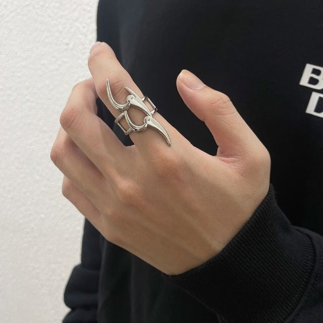 ステンレス 指輪 メンズ トライバルスパイク ステンレスリング 金属