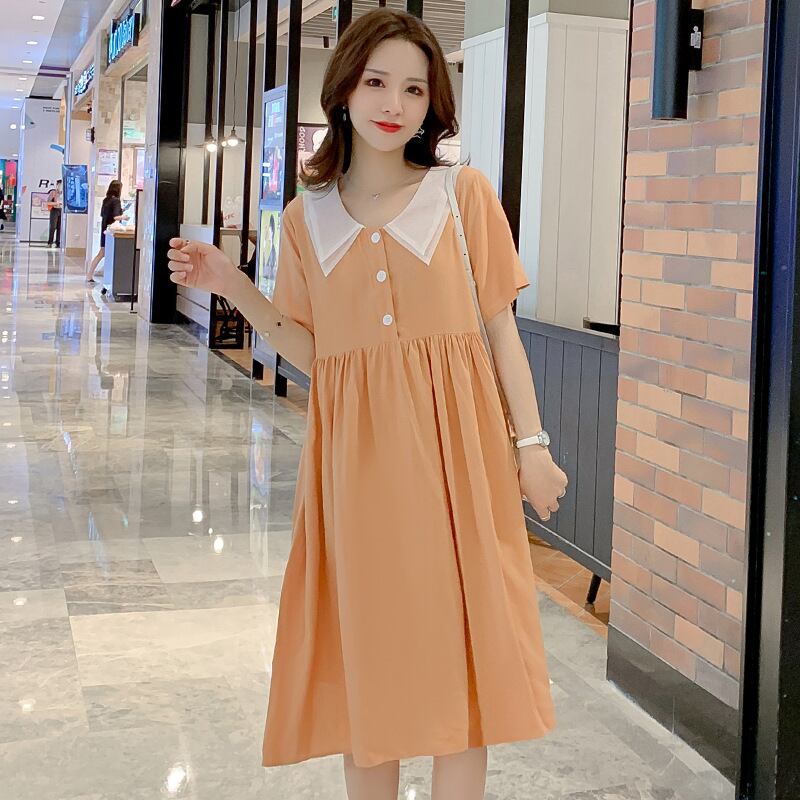 【新作】【送料無料】 マタニティウェア2020夏の新しいベビーカラー小さな新鮮なドレスファッションミドルレングスのトレンディなマタニティドレス-アリババ サマー 夏物 expec277840084662