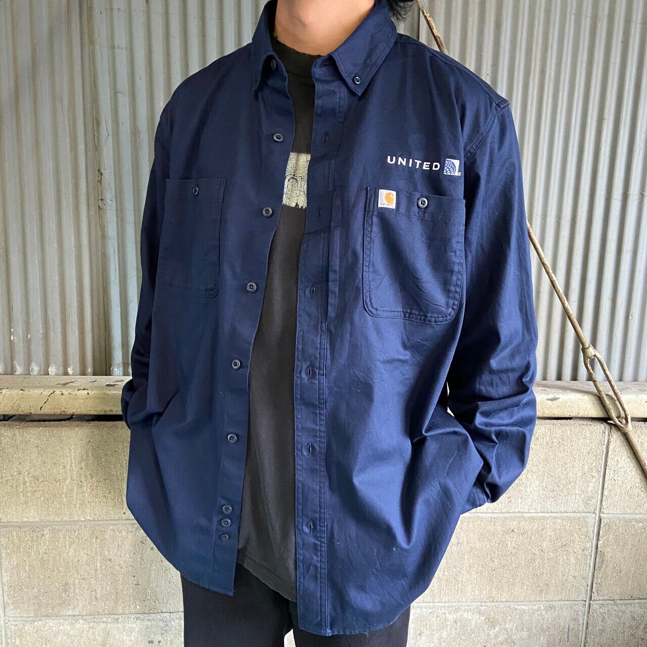 Carhartt カーハート 企業ロゴ刺繍 長袖 ワークシャツ メンズXL相当