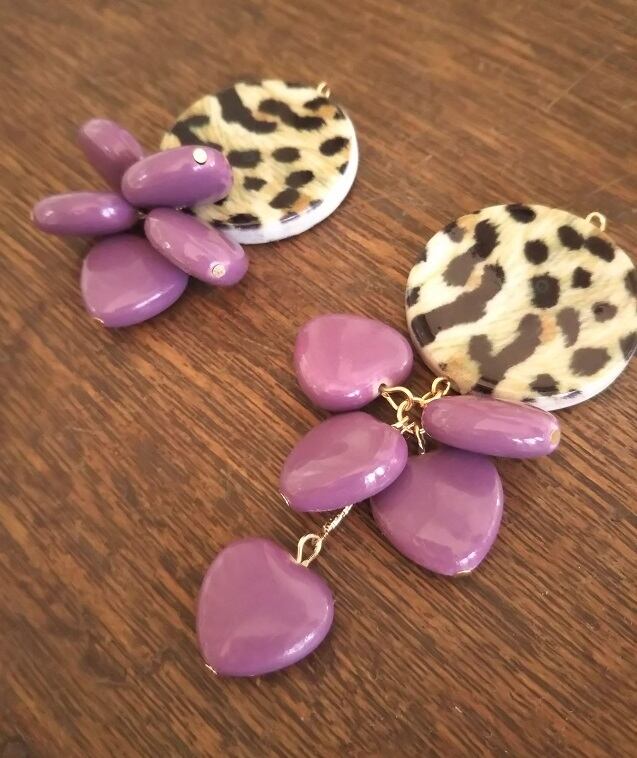 【セール】【サンプル品】ヒョウ柄アシメピアスorイヤリング