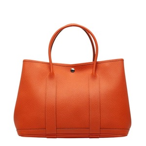 エルメス ガーデンパーティーPM トートバッグ ハンドバッグ カプシーヌ オレンジ カントリー レディース HERMES 【中古】