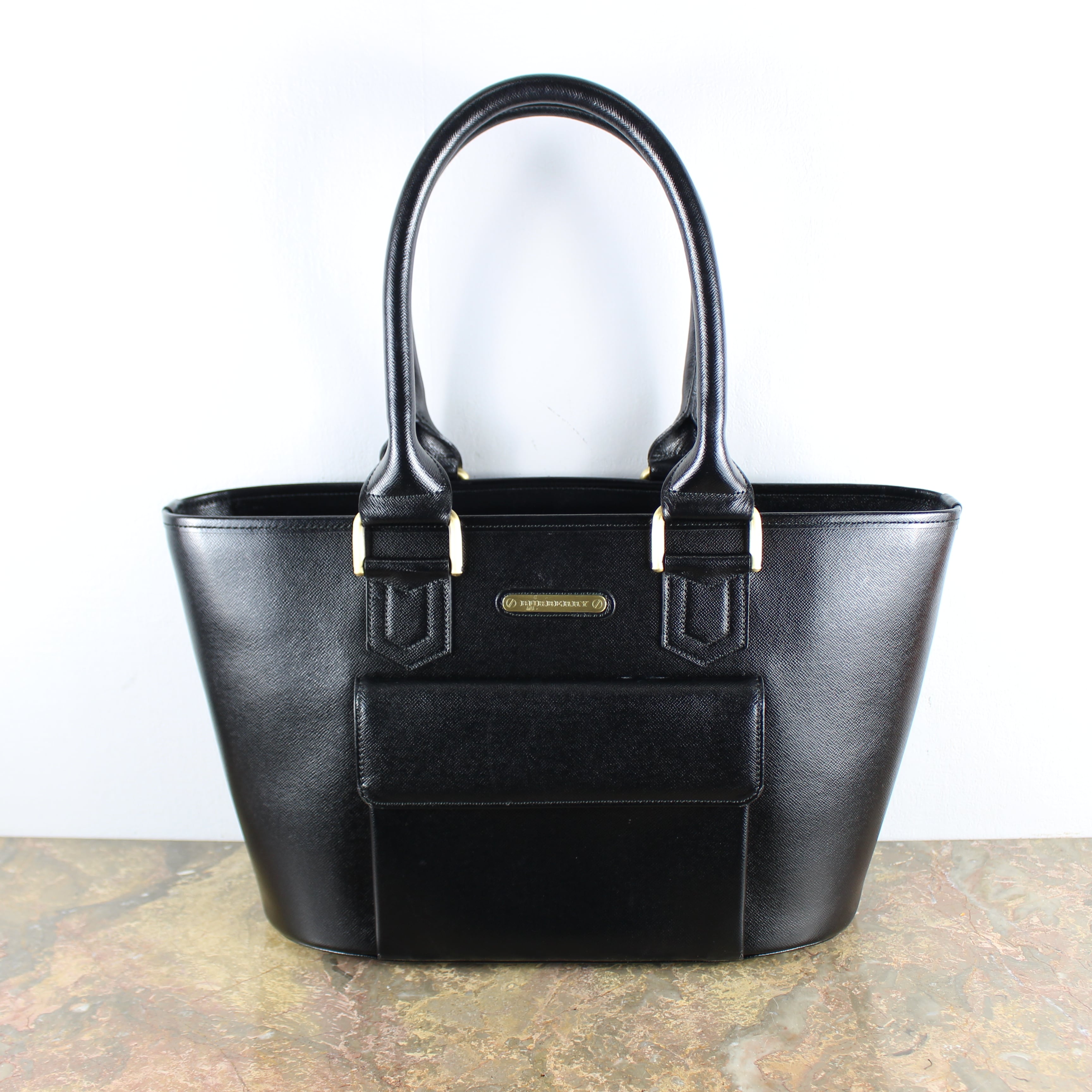 BURBERRY LOGO LEATHER TOTE BAG/バーバリーロゴレザートートバッグ
