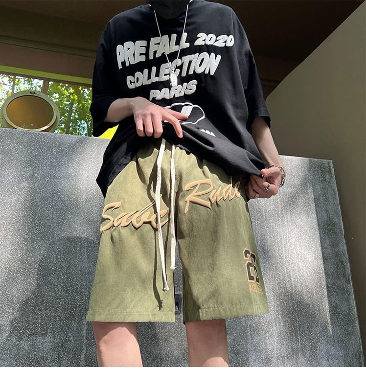 ストリート 七分丈 パンツ 韓国 カジュアル ハーフパンツ hr4990 ショートパンツ ハーフパンツ メンズ 4色 ゆったり カジュアル