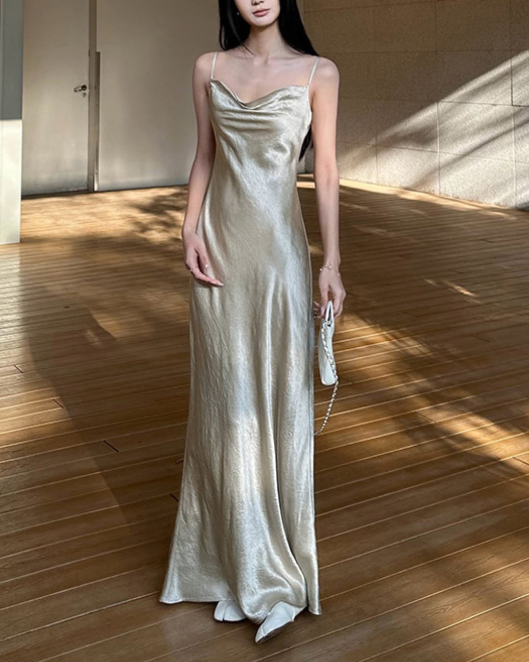 サテンキャミロングワンピース S26005