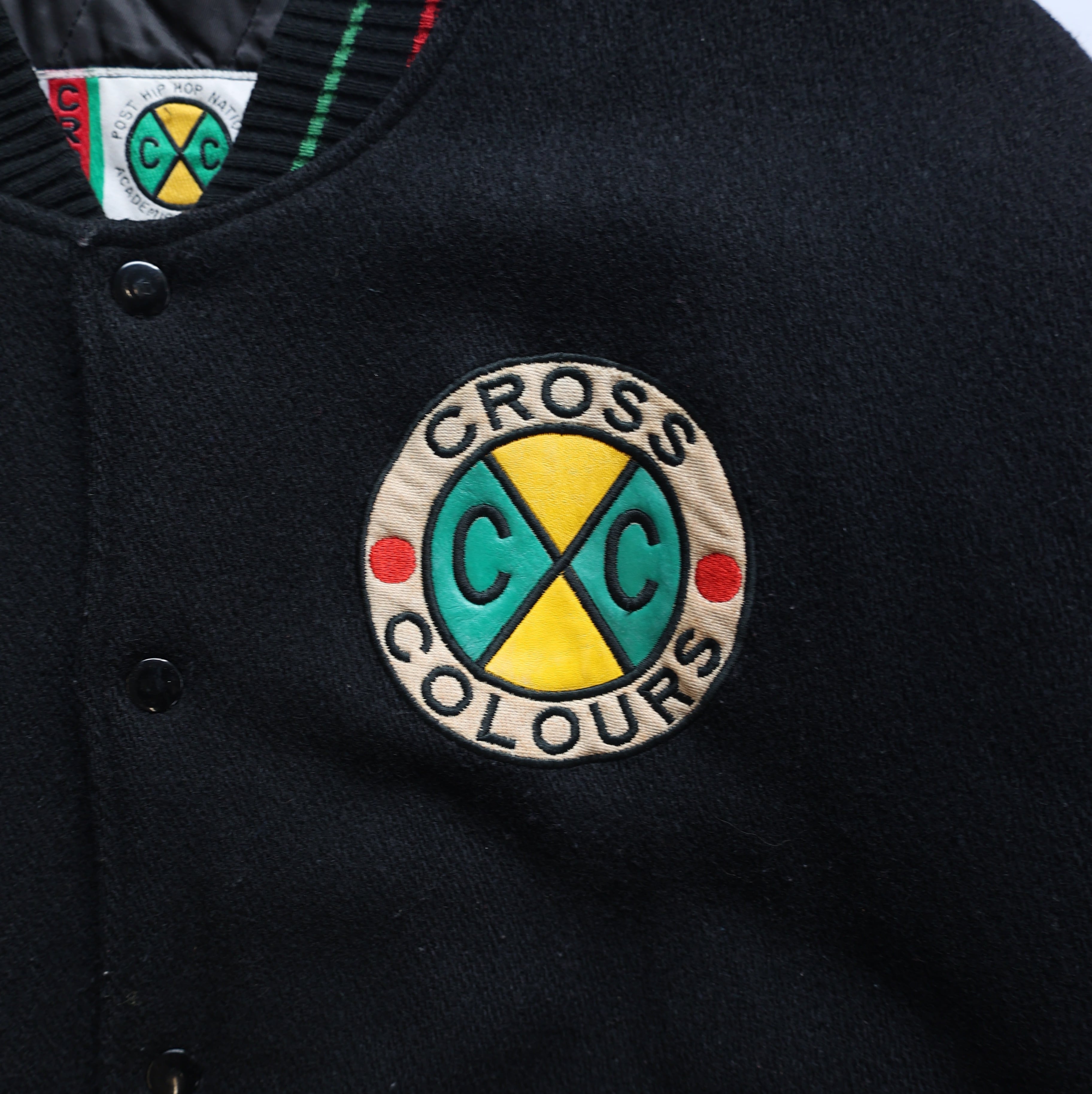 90S CROSS COLOURS WOOL LEATHER STADIUM JACKET | CLIMB SENDAI