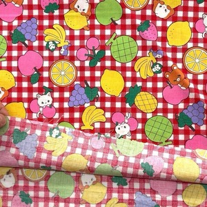 Cdr391◆50cm◆S◆綿100%シャーティング生地◆チェックレトロ柄