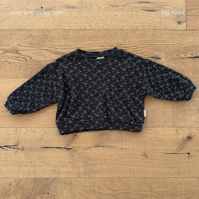 【取寄】egg toast｜egg mtm (waffle flower)｜エッグスウェット（ワッフルフラワー）｜XXS-L(1-5号)｜toddler｜26 autumn