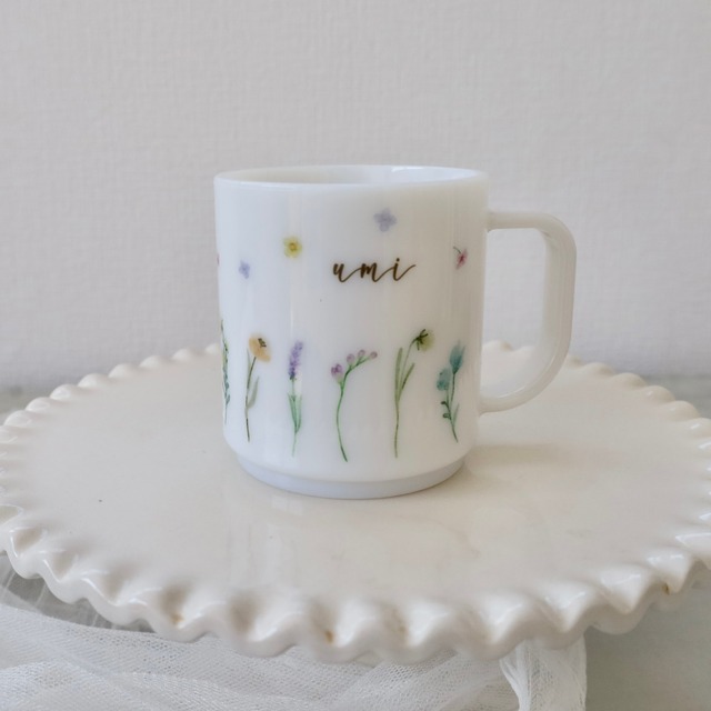 plastic name kid mug <wild-flower>