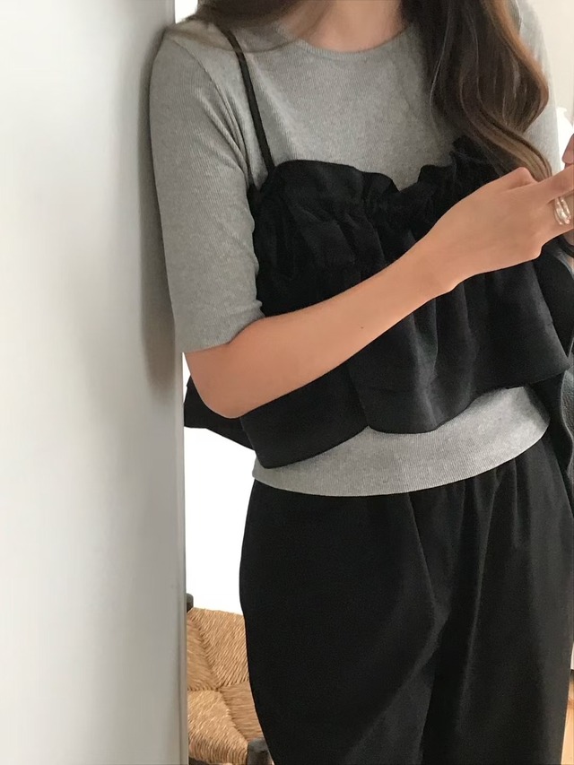 (即納) verveine / Merry round neck tee 2color