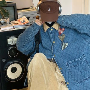 C2ハート刺繍キルティングデニムジャケット